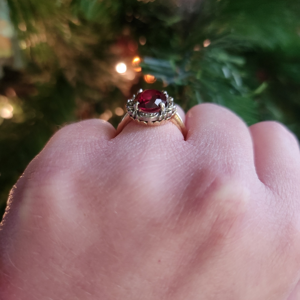 Lab Grown Ruby And Diamond Vintage Ring - image 2